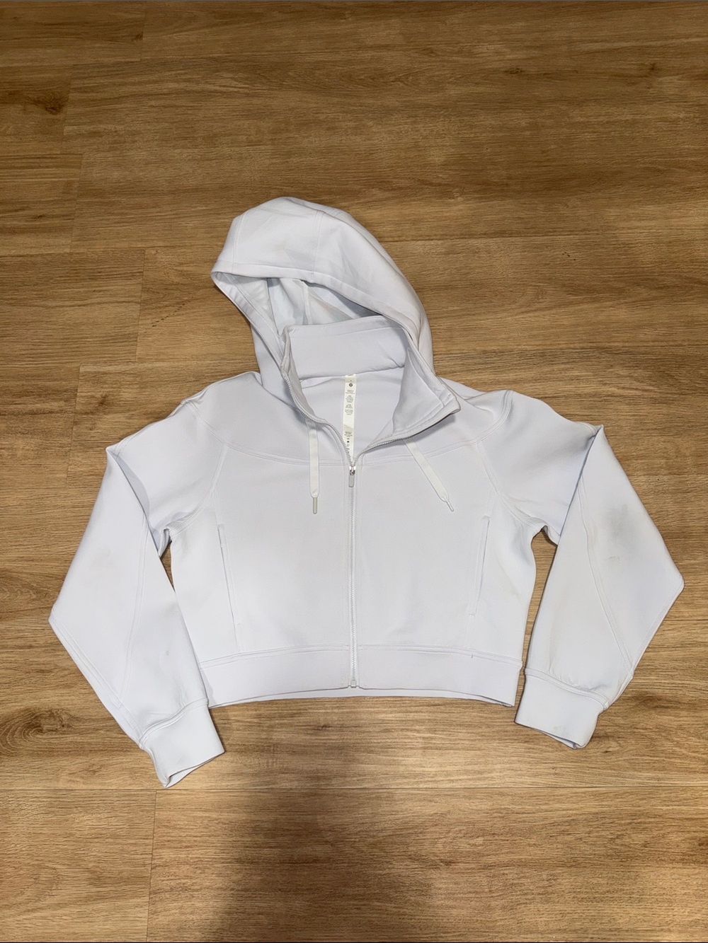 lululemon athletica grayish White Cropped Full-Zip Hoodie